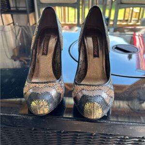 Dollhouse Black and Brown Patterned Heels